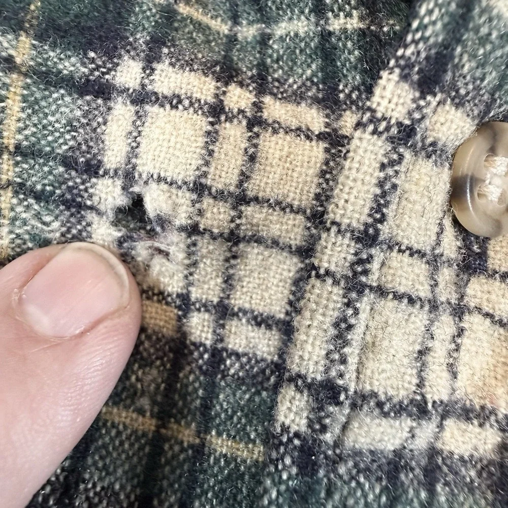 VTG Pendleton Wool Flannel Shirt Mens Large Green Dress Campbell‎ Tartan USA